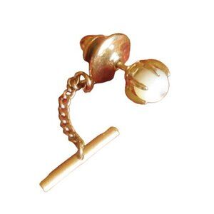 Vintage Gold Tone Chain Tie Tack With Faux Pearl Accent